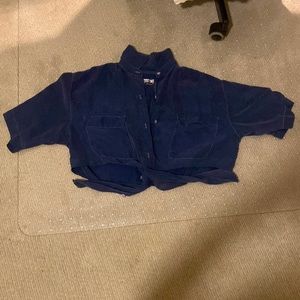 Cropped adjustable waist button up